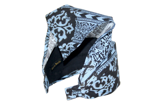 Damask head kerchief Blue & White cotton bandana headband