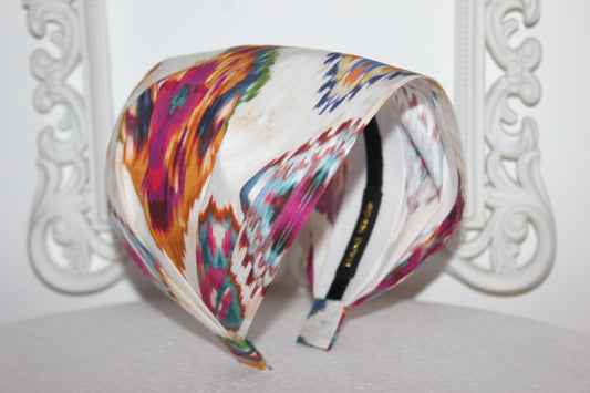 Colorful tie dye bandana headband Ethnic print hair scarf structured head cover