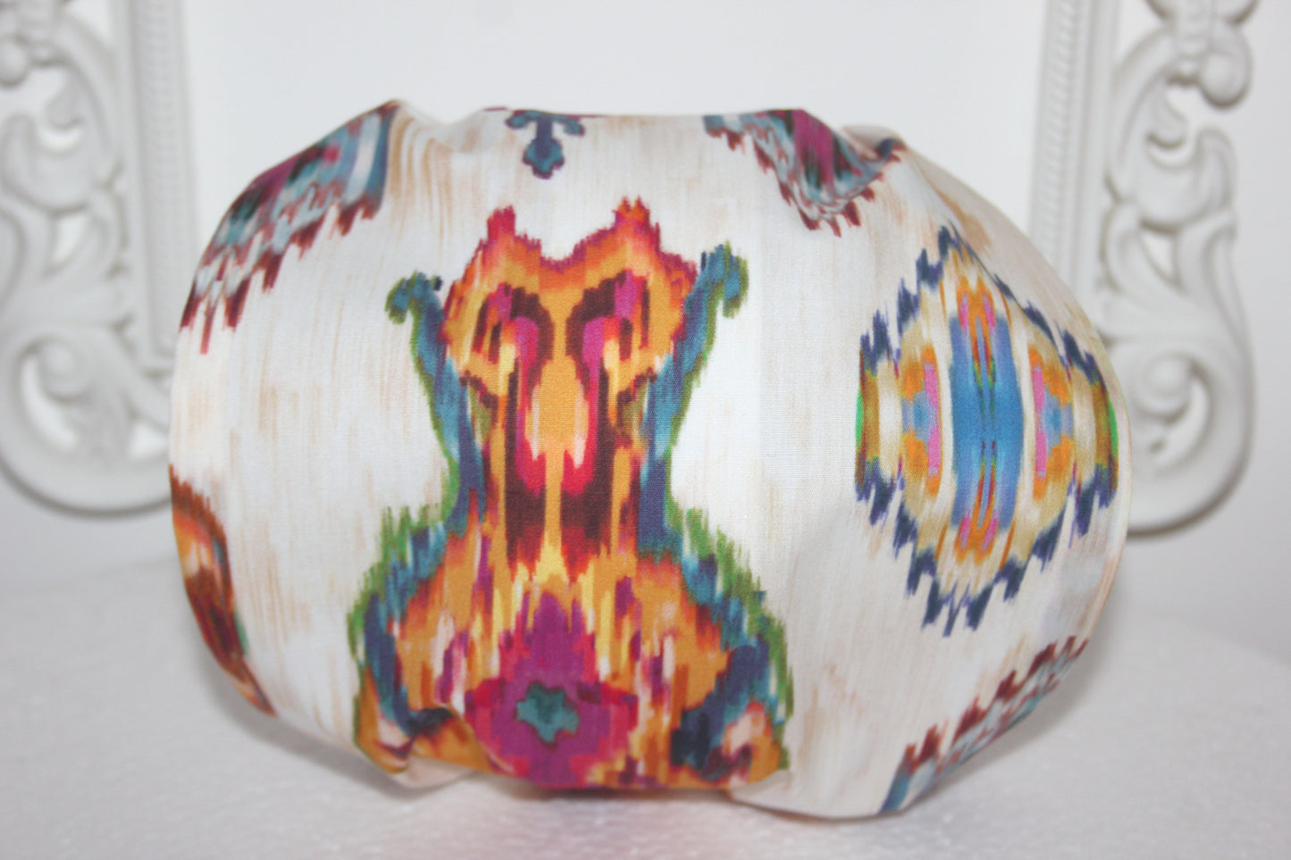 Colorful tie dye bandana headband Ethnic print hair scarf structured head cover