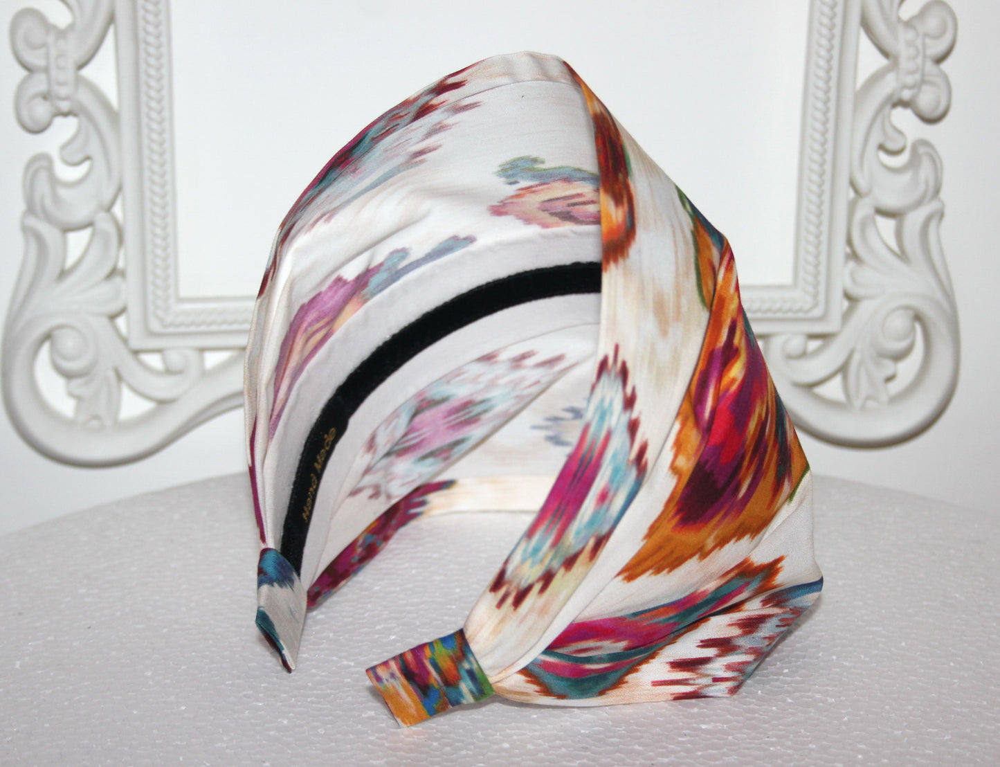 Colorful tie dye bandana headband Ethnic print hair scarf structured head cover