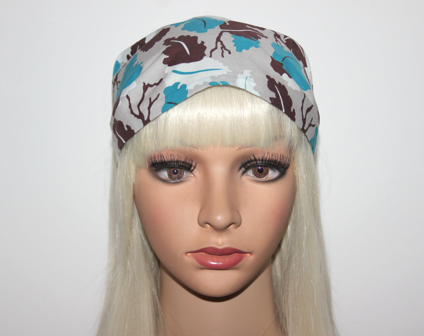 Cotton headband bandana Black & White hippie head scarf, wide head covering