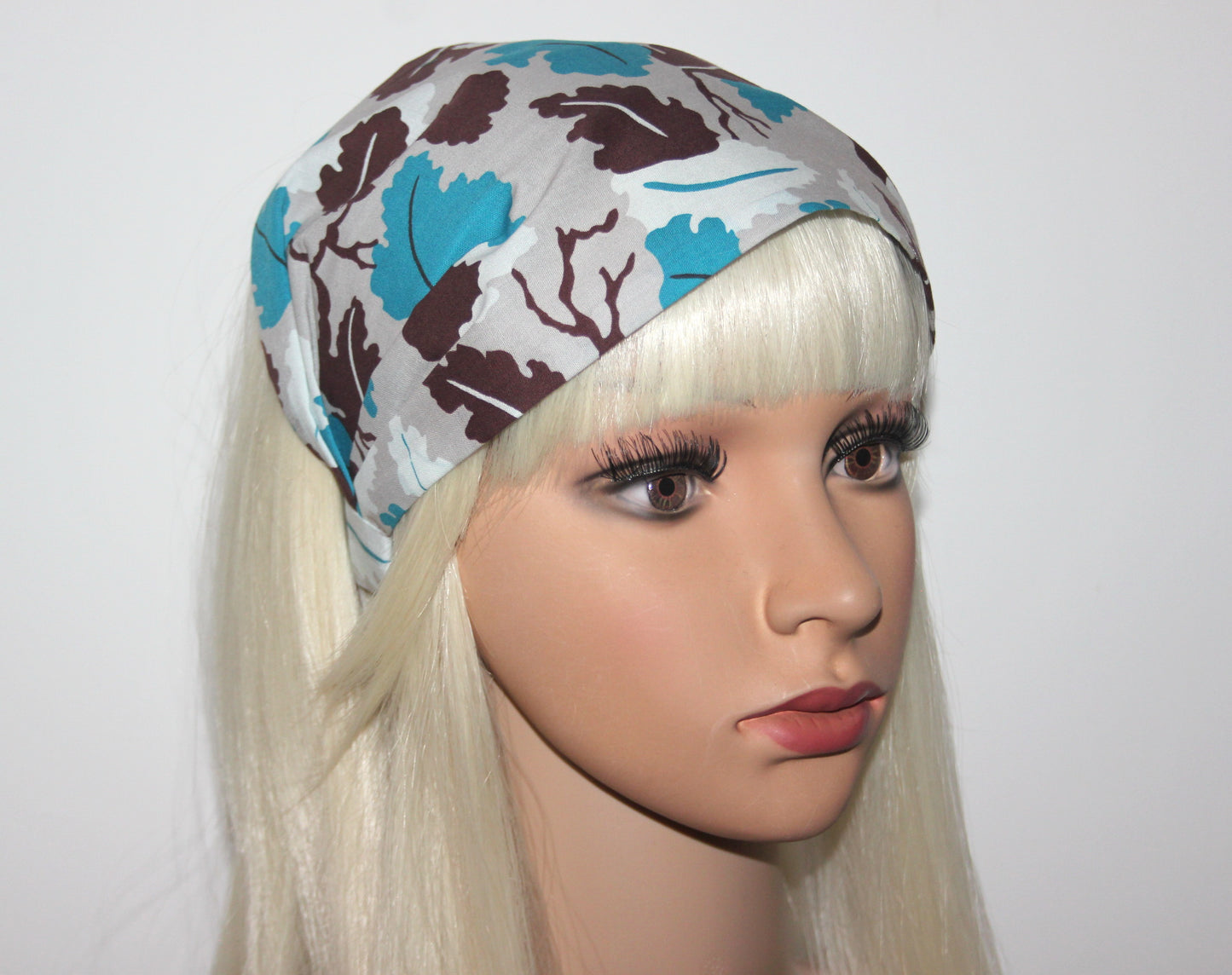 Cotton headband bandana Black & White hippie head scarf, wide head covering