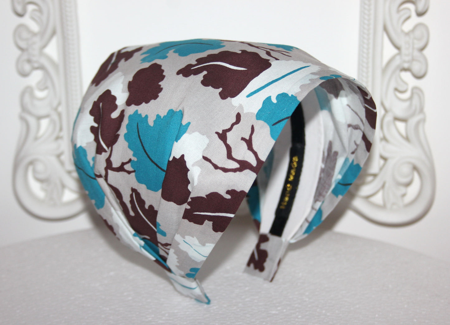 Cotton headband bandana Black & White hippie head scarf, wide head covering
