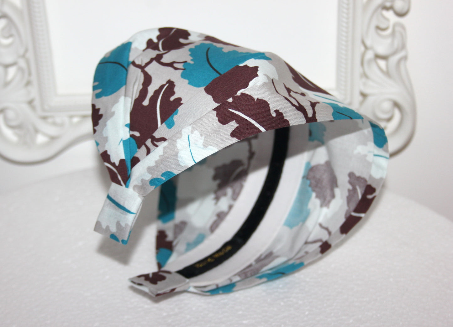 Cotton headband bandana Black & White hippie head scarf, wide head covering