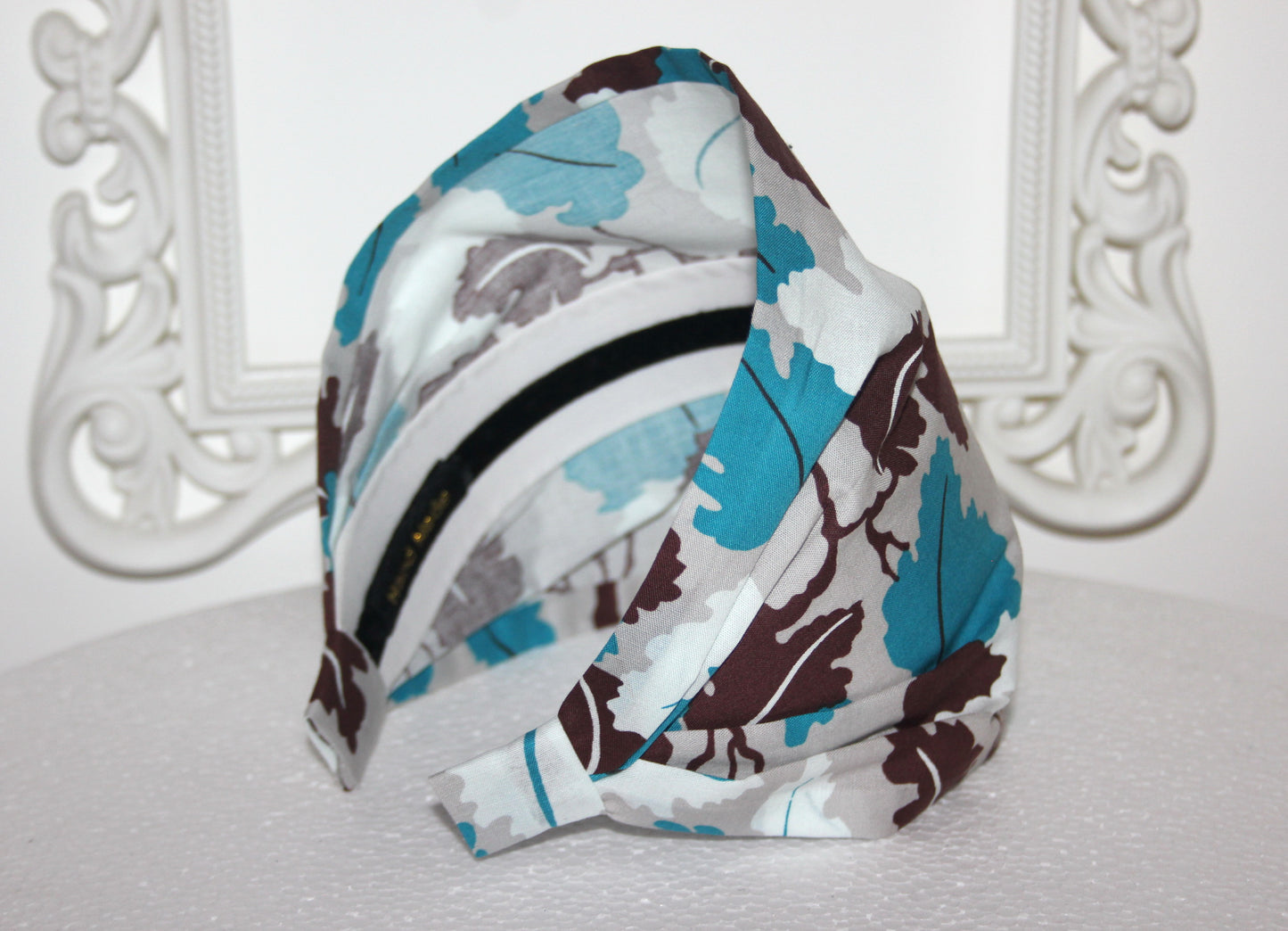 Cotton headband bandana Black & White hippie head scarf, wide head covering