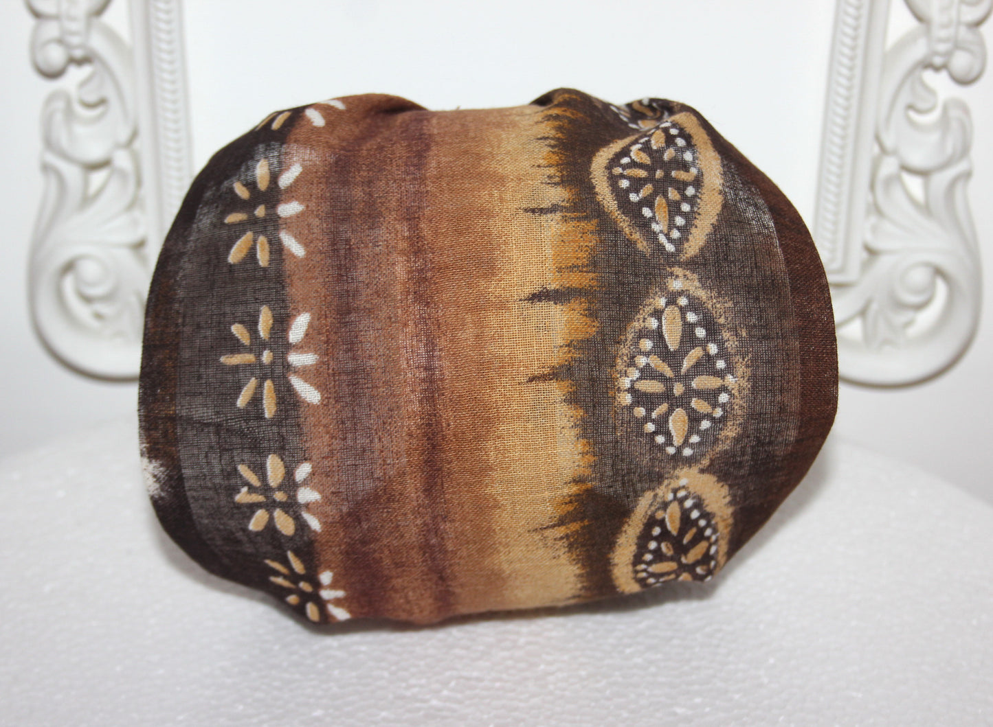 Gauze bandana headband Natural dye cotton block print hairband for women, summer ethnic headband