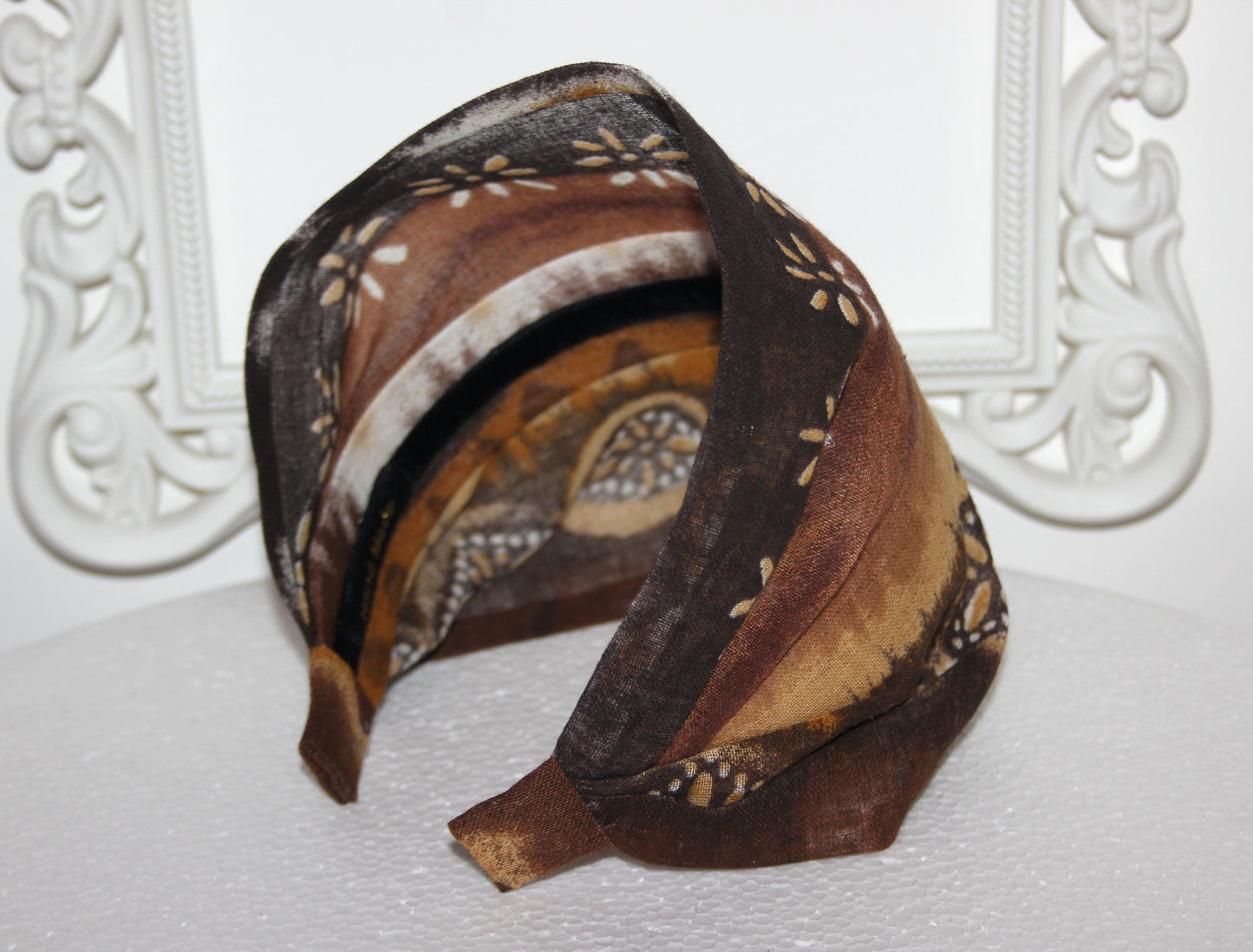 Gauze bandana headband Natural dye cotton block print hairband for women, summer ethnic headband