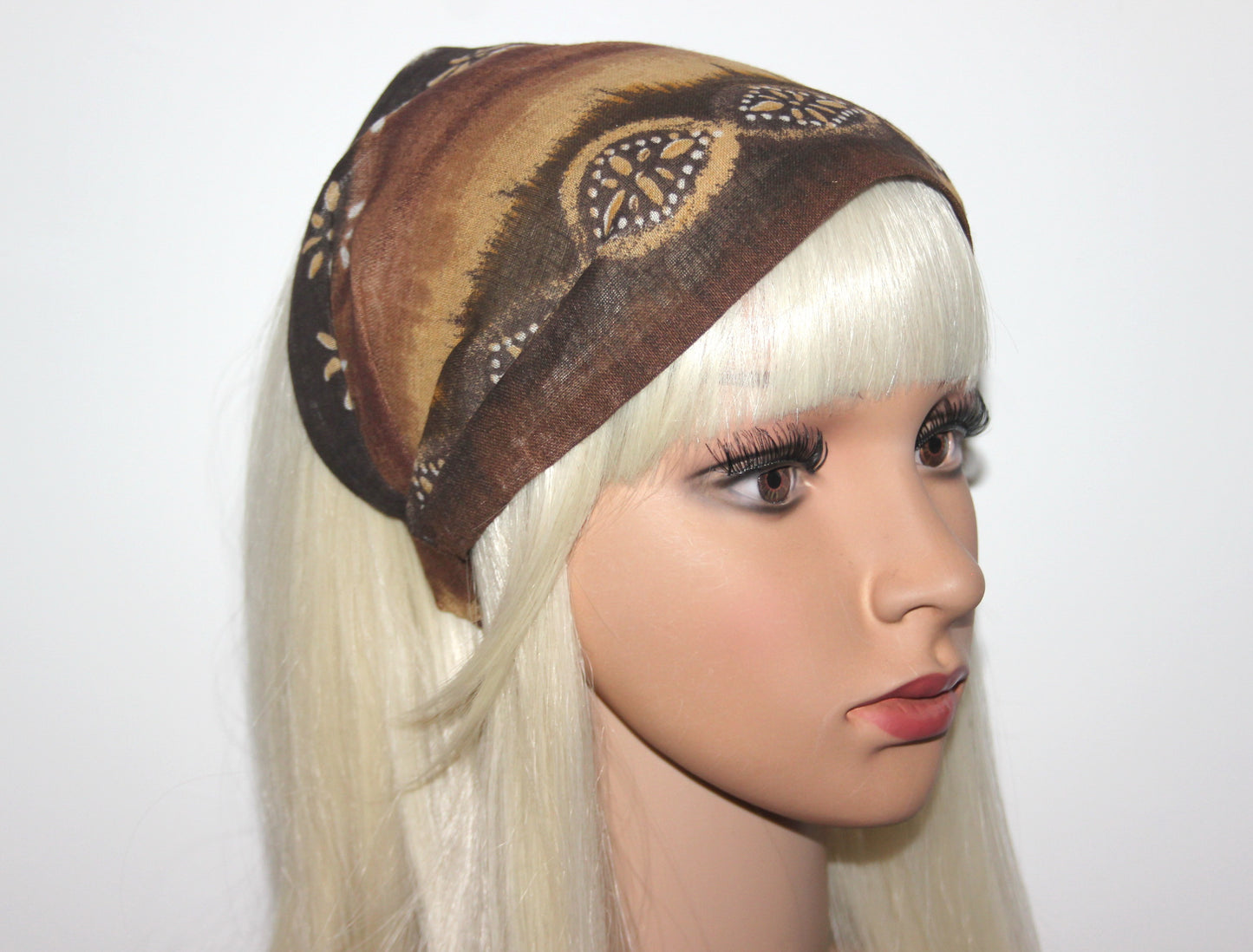 Gauze bandana headband Natural dye cotton block print hairband for women, summer ethnic headband