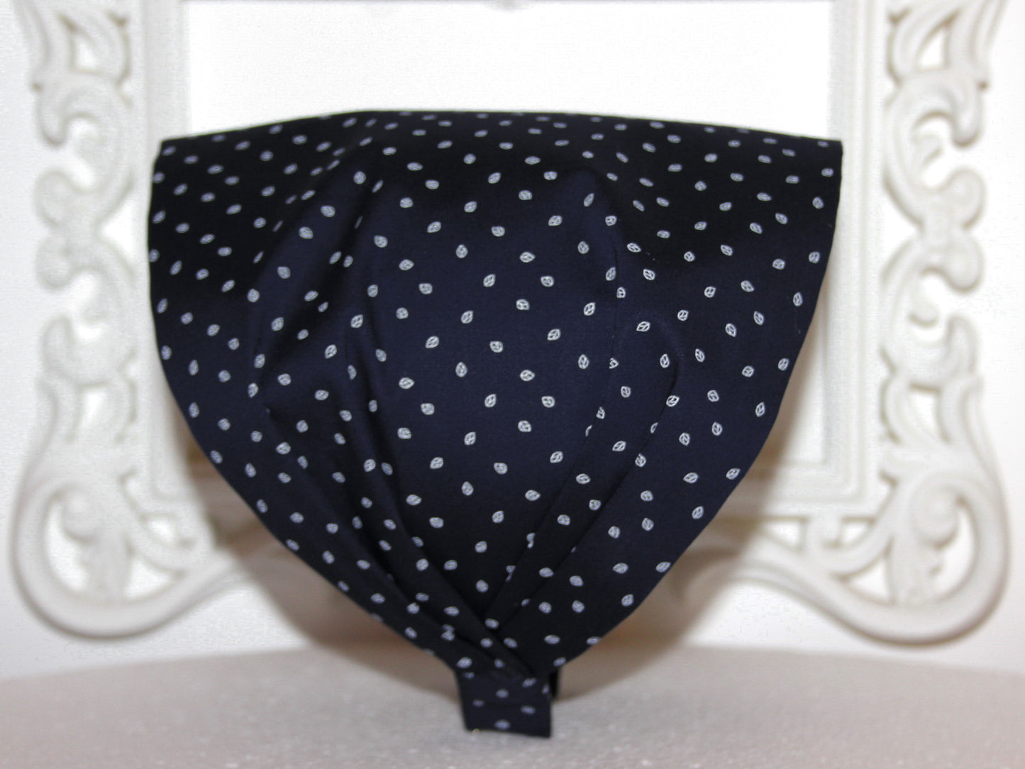 Bandana Headband Dark Blue Boho leaves print hairband scarf