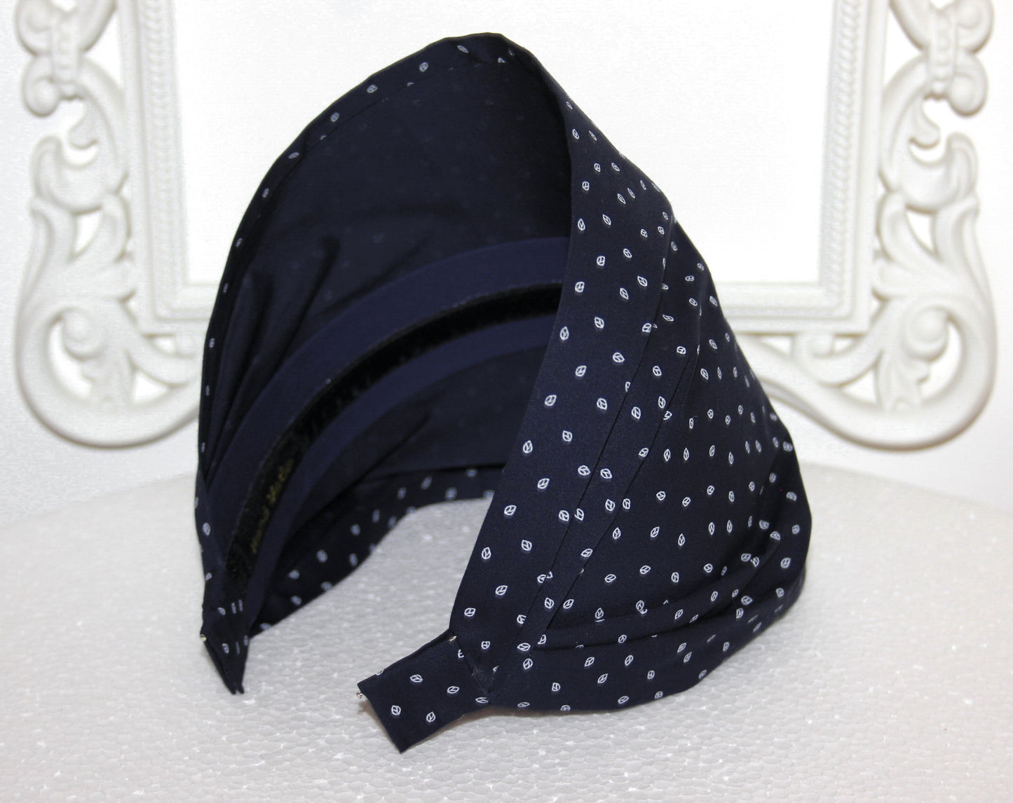 Bandana Headband Dark Blue Boho leaves print hairband scarf