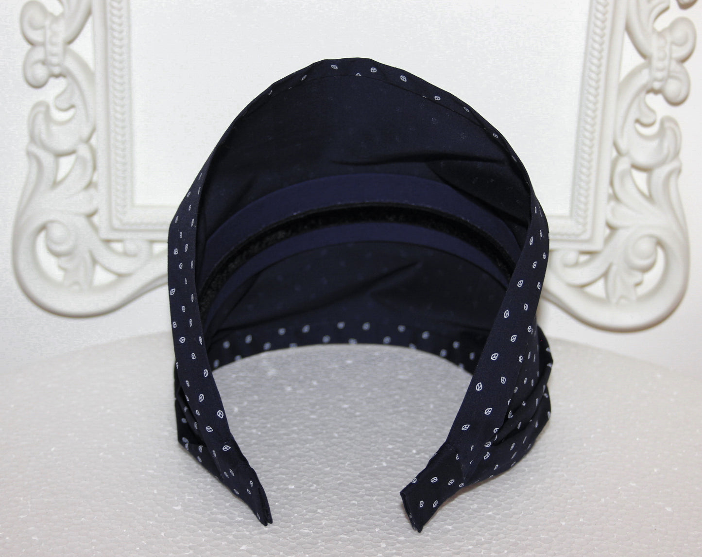 Bandana Headband Dark Blue Boho leaves print hairband scarf