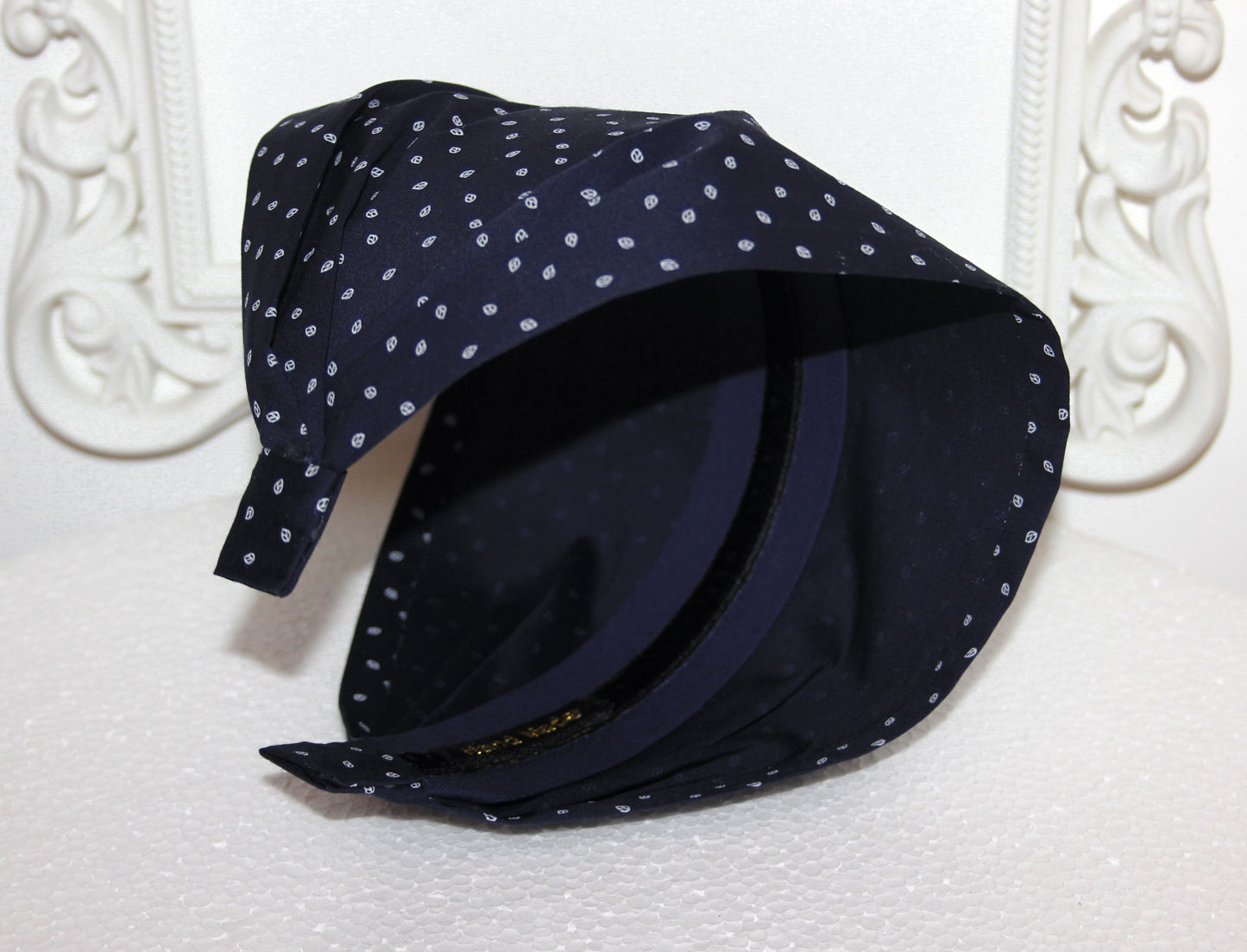 Bandana Headband Dark Blue Boho leaves print hairband scarf