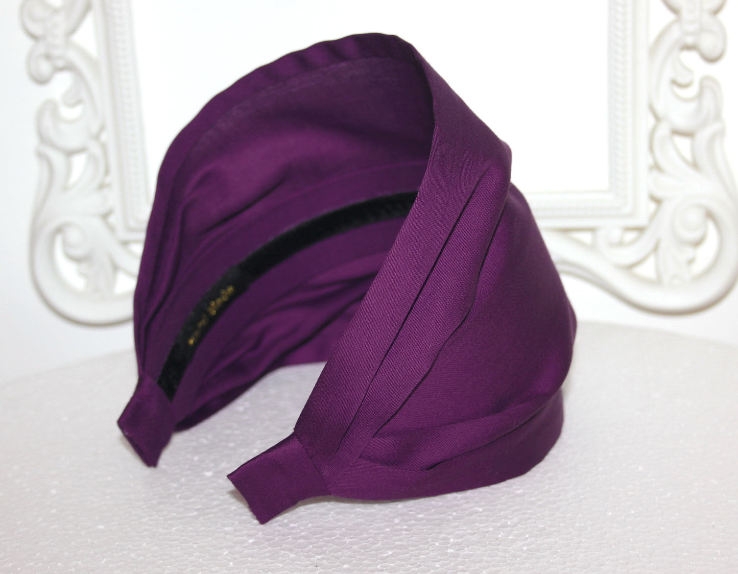 Purple head cover for women Cotton/satin bandana headand Structured alopecia head scarf