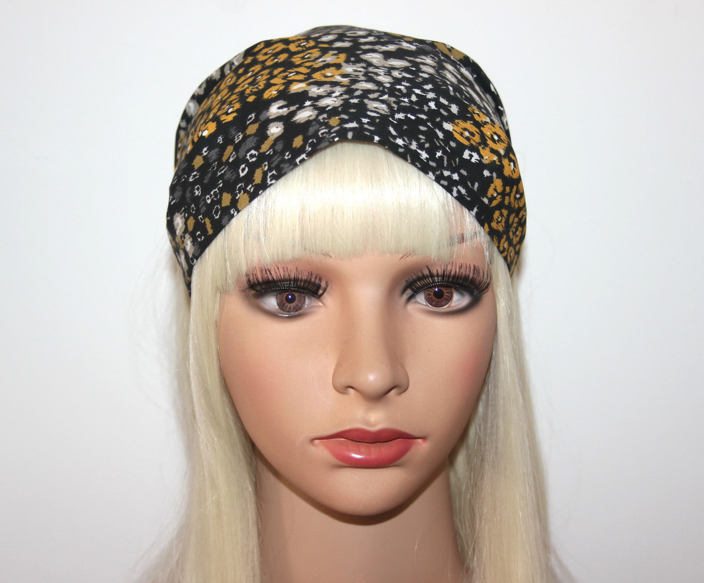 Bandana headband Multicolor abstract print hair scarf, Wide head cover