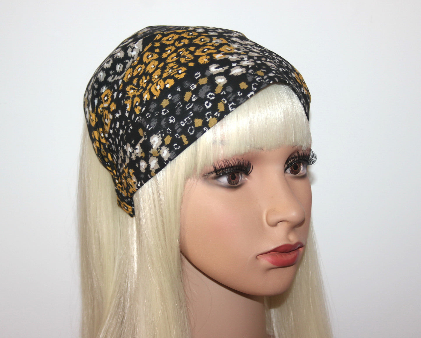 Bandana headband Multicolor abstract print hair scarf, Wide head cover
