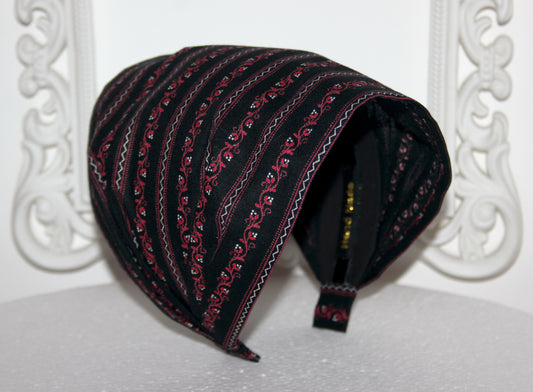 Ethnic Ikat headband 6"-10" inch Black & Red Handloom cotton bandana
