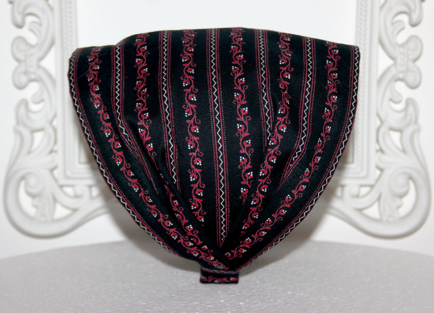 Ethnic Ikat headband 6"-10" inch Black & Red Handloom cotton bandana