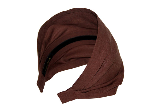 Linen headband Caramel Brown alopecia hair bandana