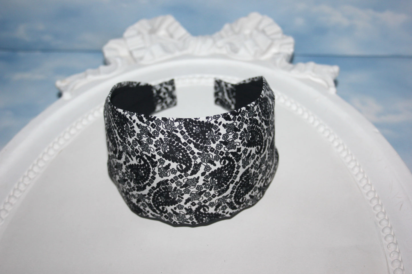 Paisley headbands for women black gray white fabric comfortable hairband poly viscose women bandana