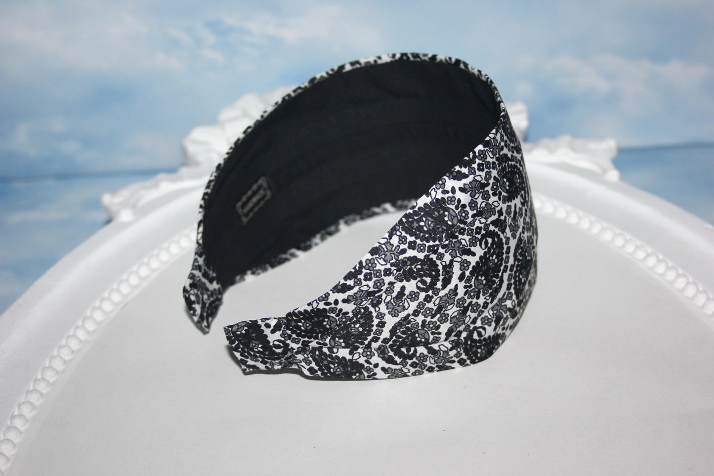 Paisley headbands for women black gray white fabric comfortable hairband poly viscose women bandana