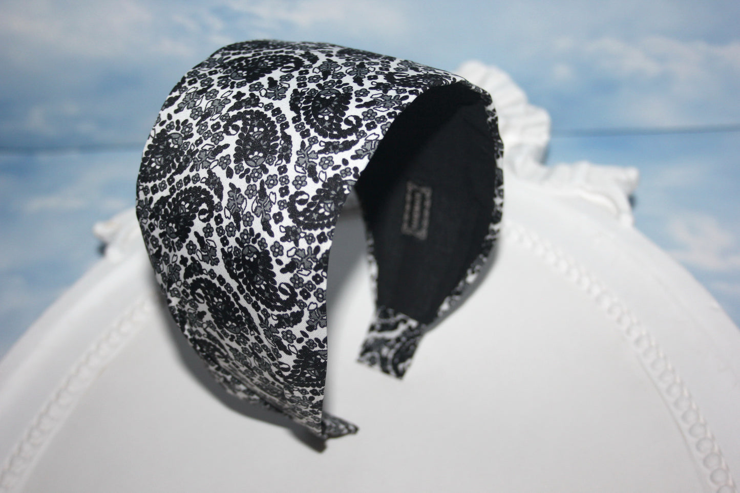Paisley headbands for women black gray white fabric comfortable hairband poly viscose women bandana
