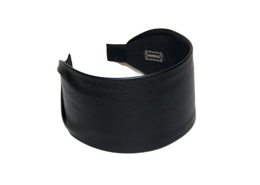 Black faux leather headband scarf