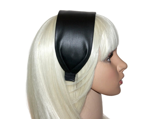 Black faux leather headband scarf