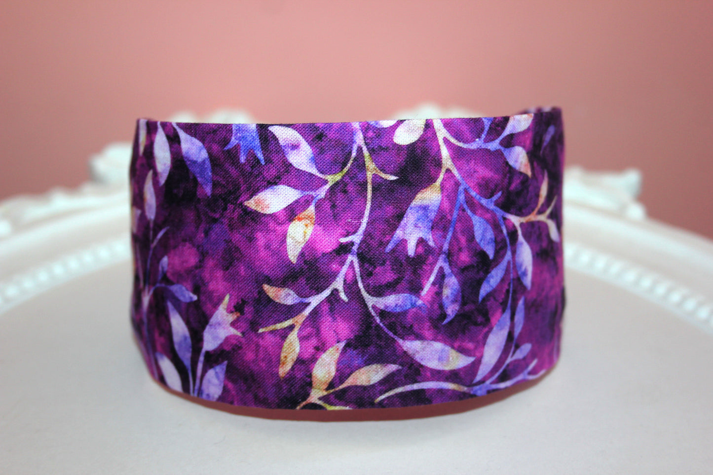 Batik headband Purple extra wide abstract print hairband bandana