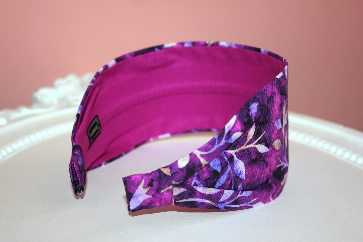 Batik headband Purple extra wide abstract print hairband bandana