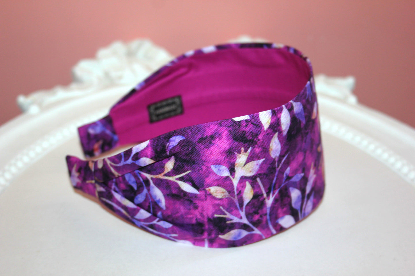 Batik headband Purple extra wide abstract print hairband bandana