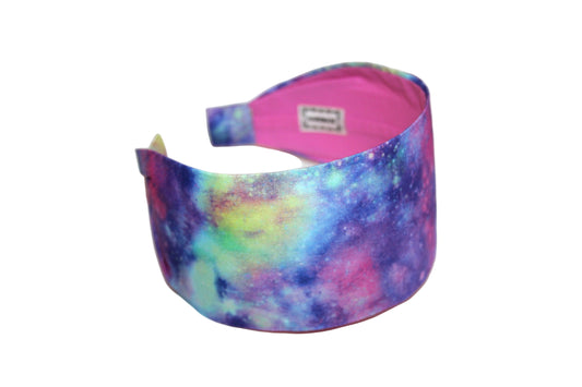 Large headband for women Colorful GALAXY Spice print extra wide hairband bandana