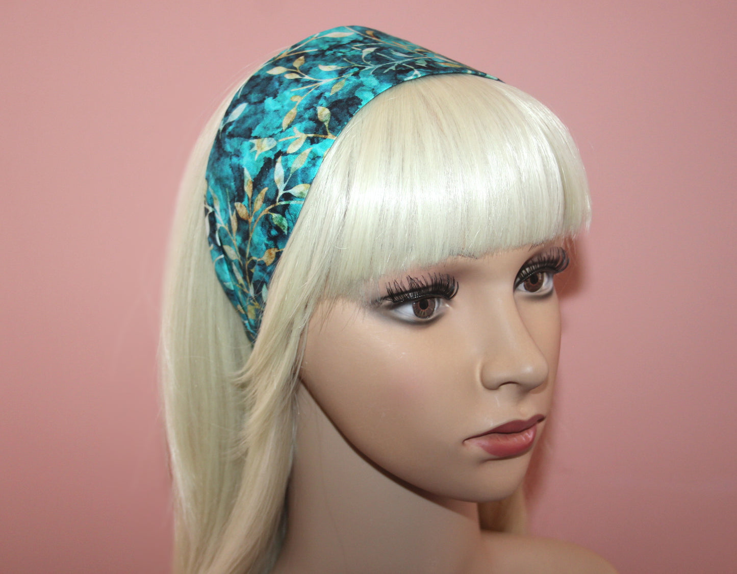 Turquoise batik headband for women