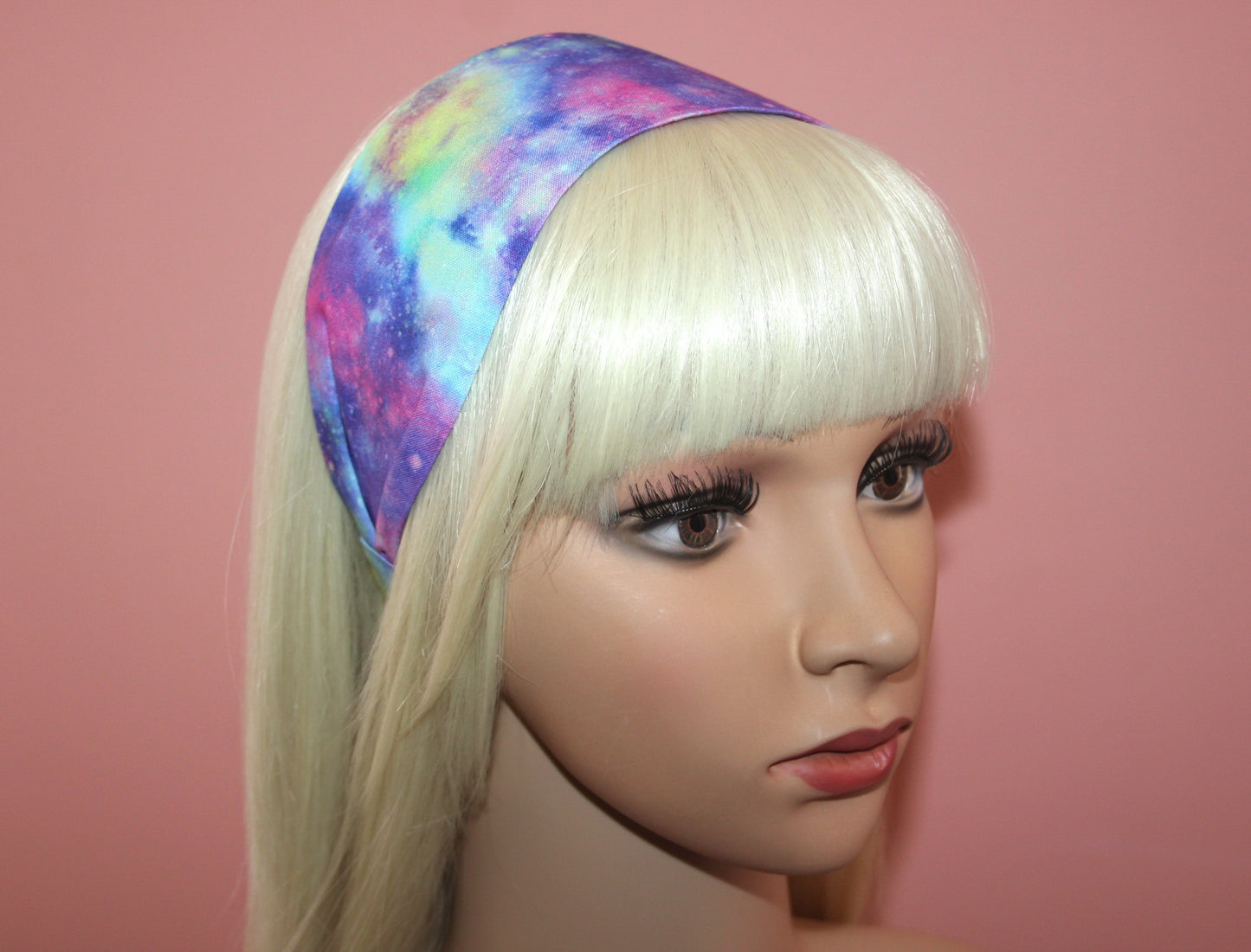 Large headband for women Colorful GALAXY Spice print extra wide hairband bandana