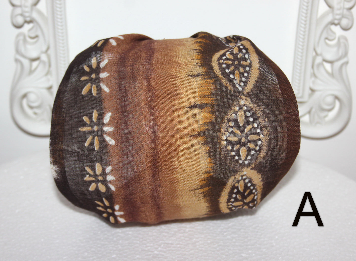 Gauze bandana headband Natural dye cotton block print hairband for women, summer ethnic headband