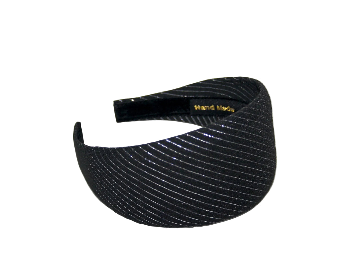 Black cotton headband Silver Stripe head scarf, plastic free