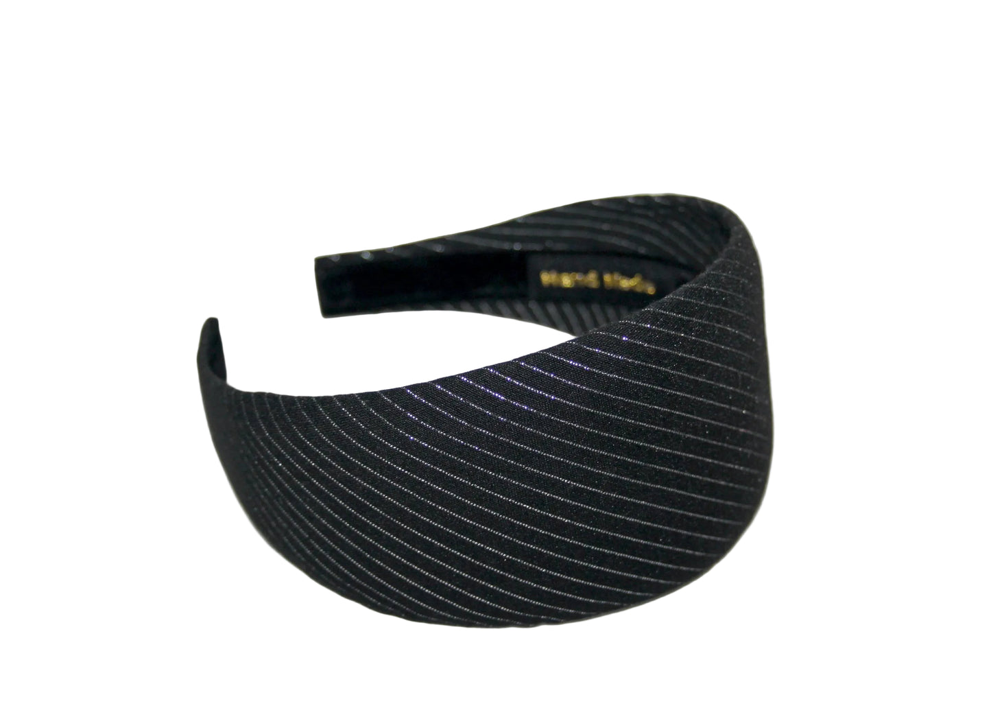 Black cotton headband Silver Stripe head scarf, plastic free