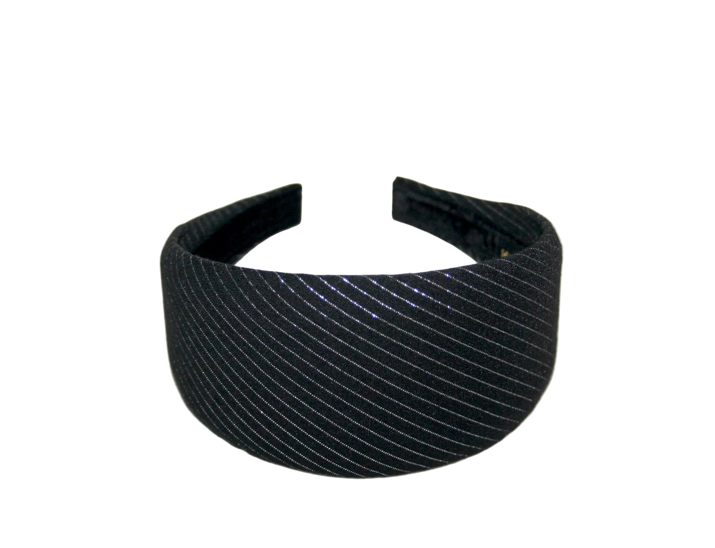 Black cotton headband Silver Stripe head scarf, plastic free