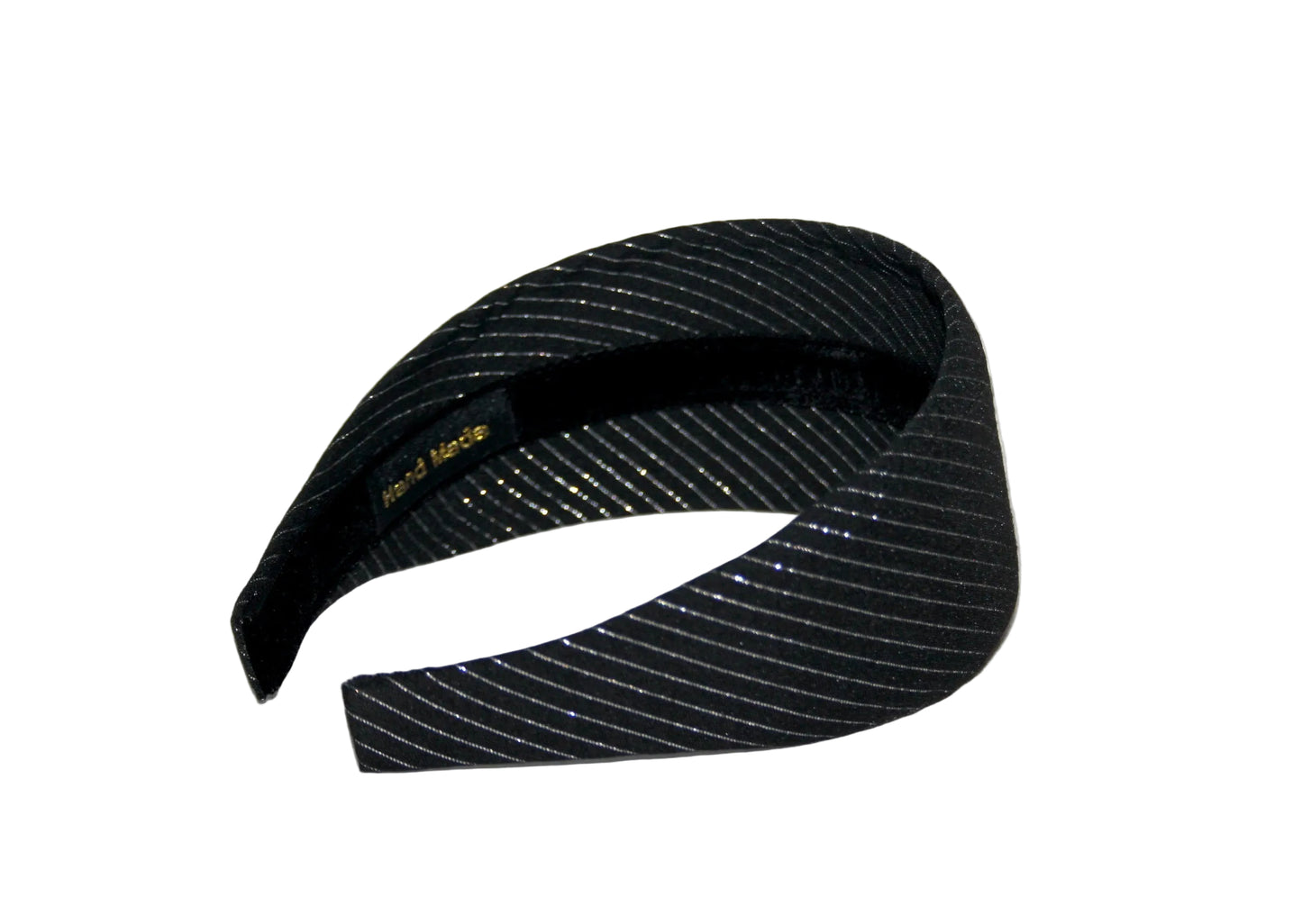 Black cotton headband Silver Stripe head scarf, plastic free