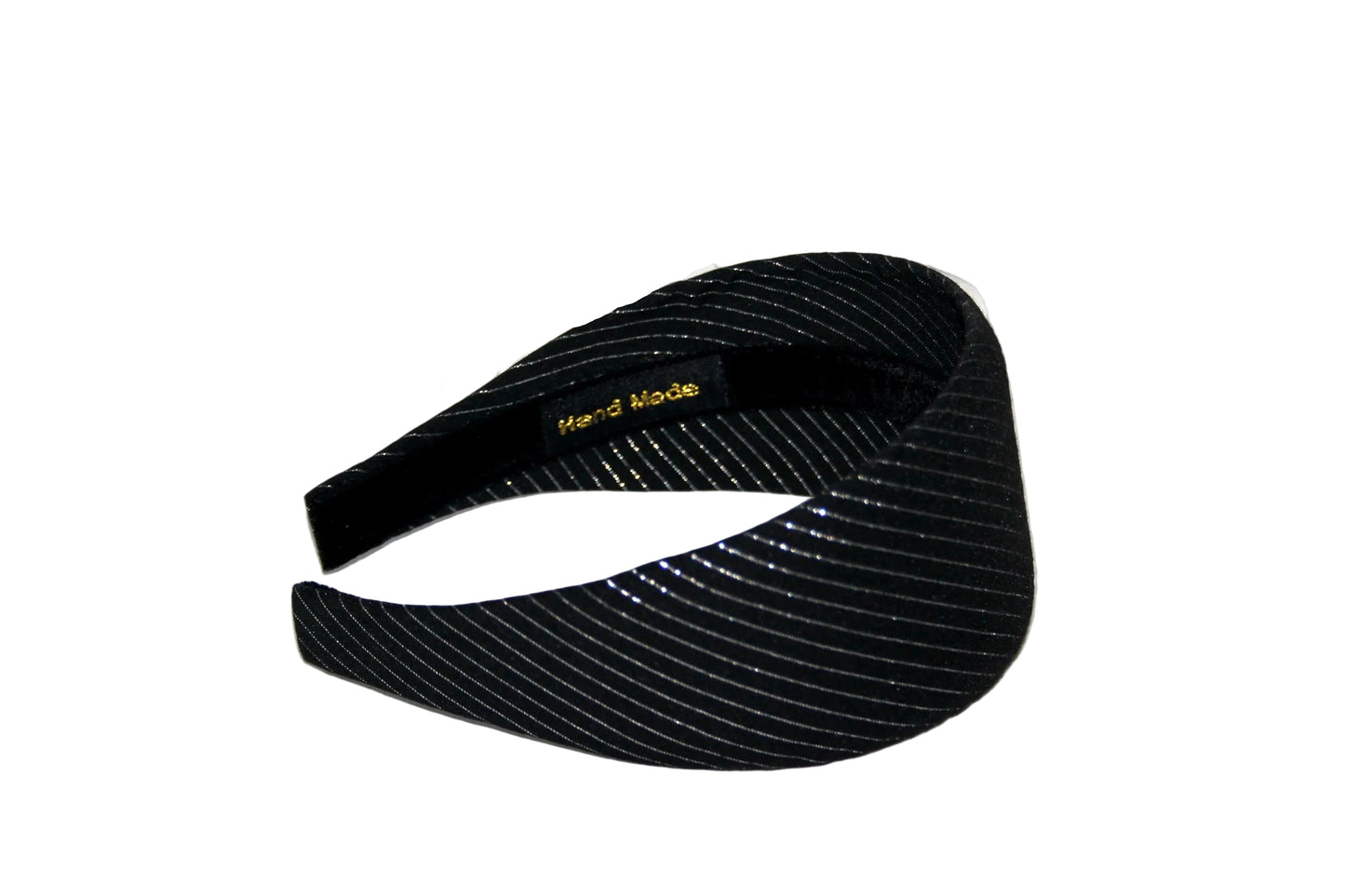 Black cotton headband Silver Stripe head scarf, plastic free