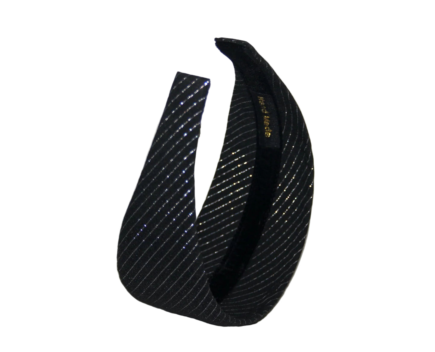 Black cotton headband Silver Stripe head scarf, plastic free