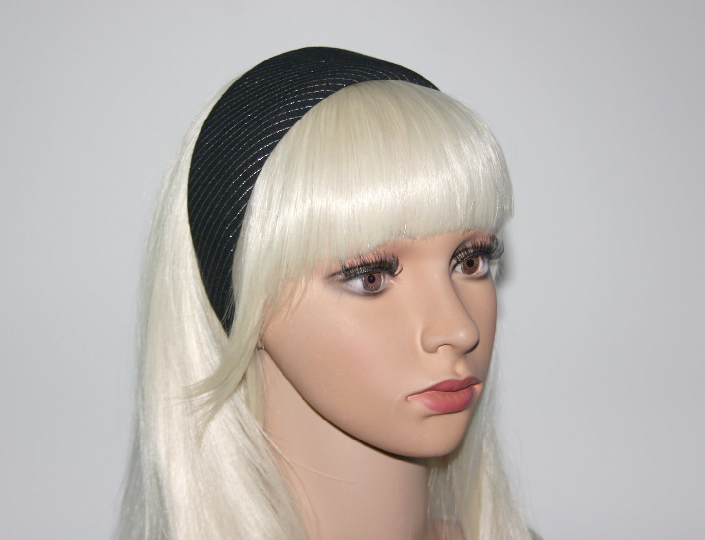 Black cotton headband Silver Stripe head scarf, plastic free