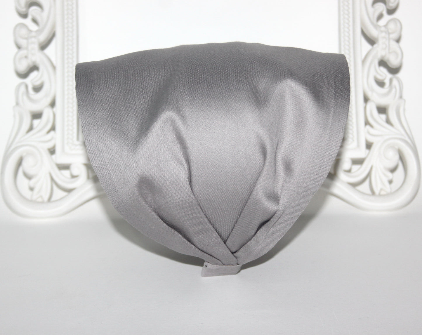 Gray bandana headband Wide cotton satin fabric hairband, alopecia head cover,
