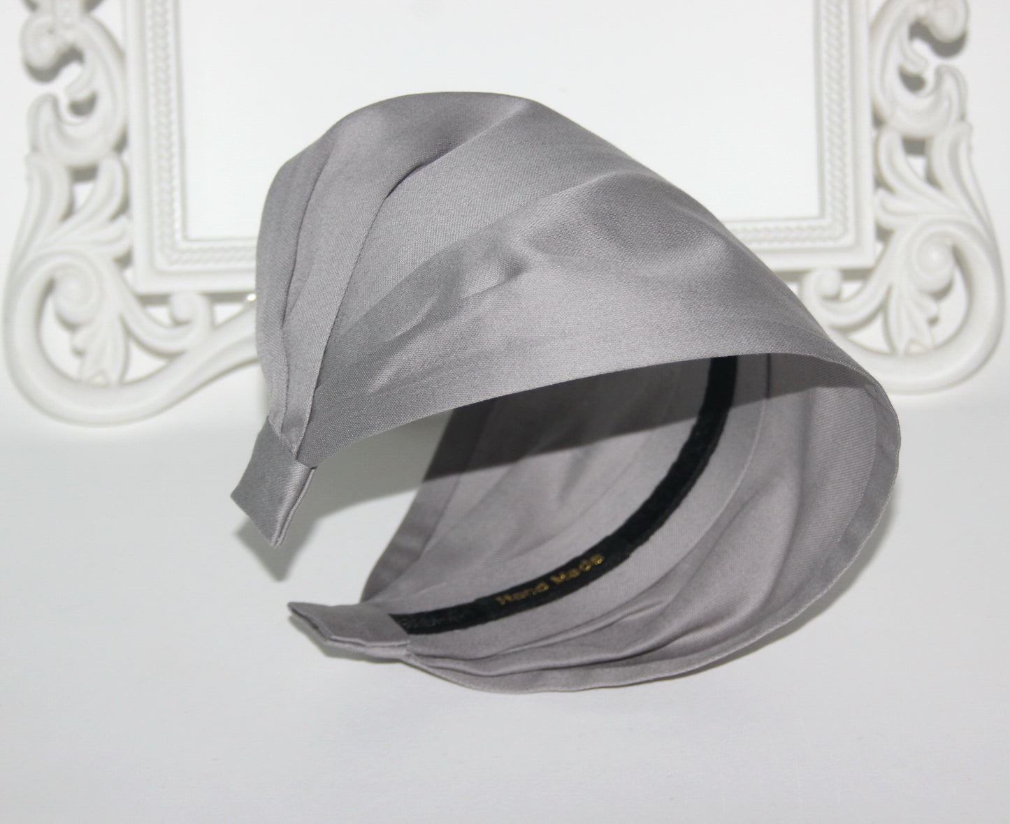 Gray bandana headband Wide cotton satin fabric hairband, alopecia head cover,