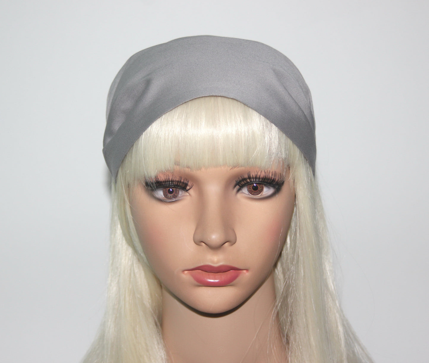 Gray bandana headband Wide cotton satin fabric hairband, alopecia head cover,
