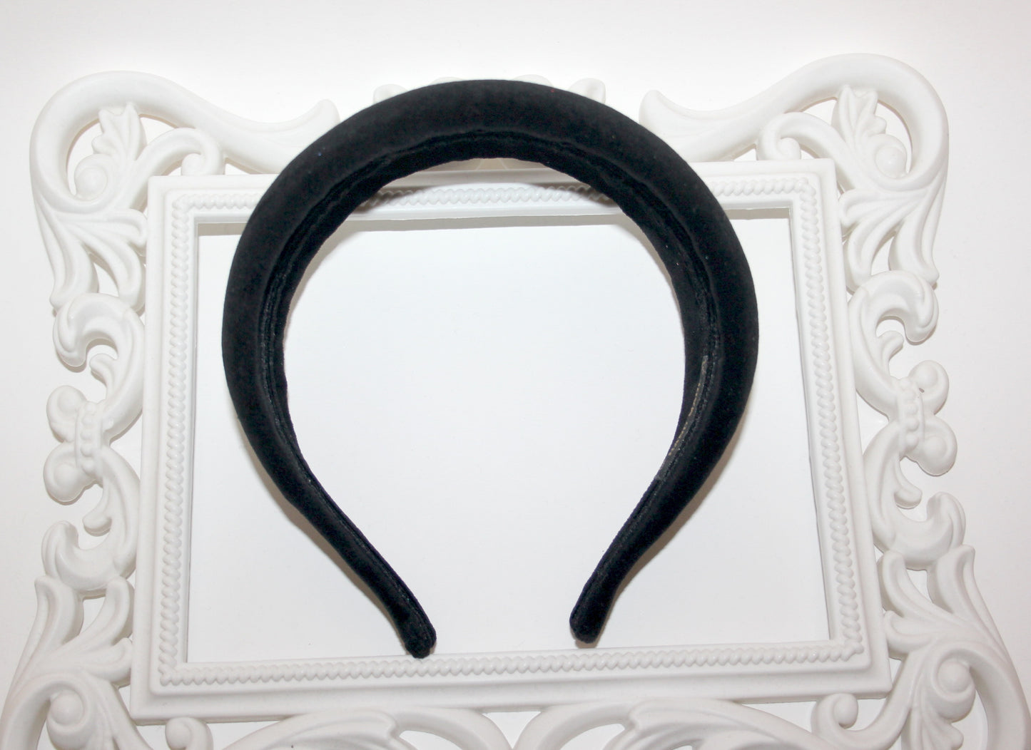 Cotton velvet puffy hairband, Black padded headband, plastic free