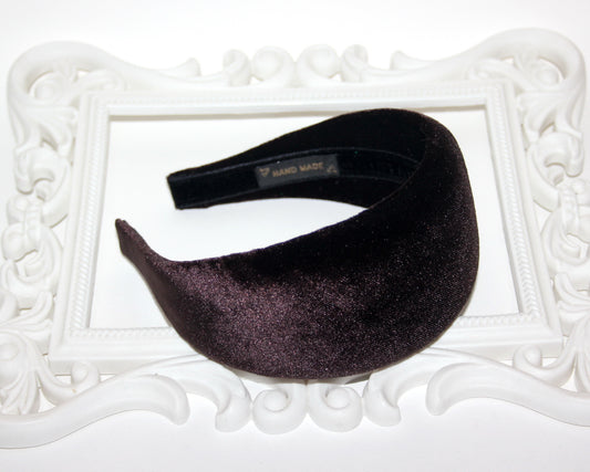 Dark Brown padded headband Fashion head cover, plastic free