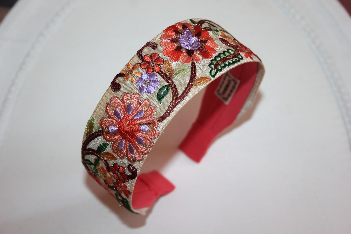 Sequin embroidered headband scarf, Boho woman hairband, multicolor stunning headpiece