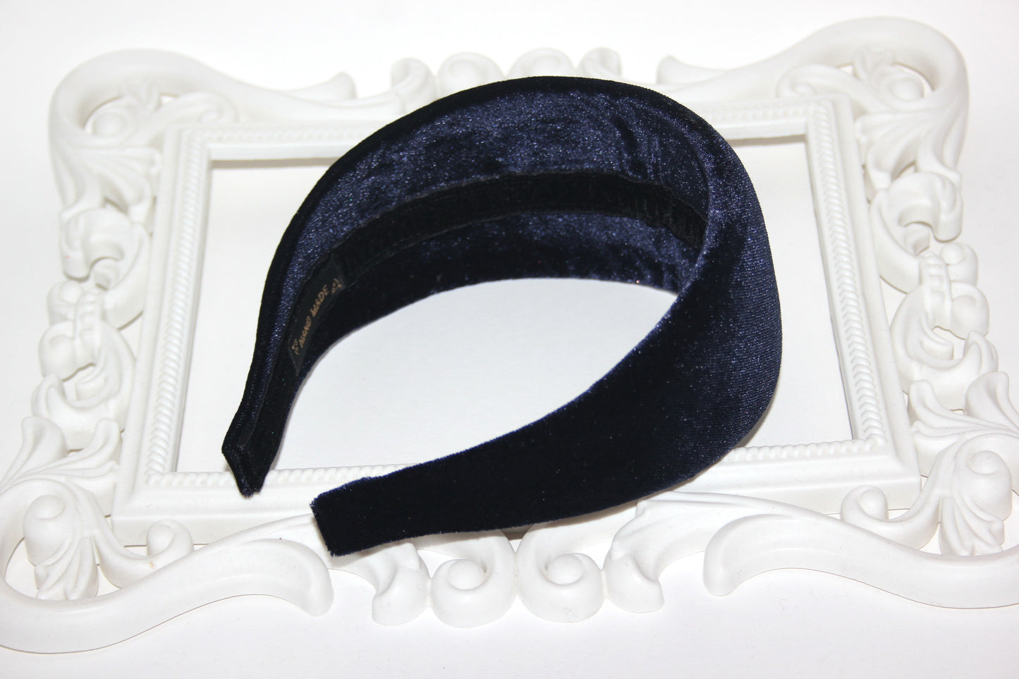 Dark Blue padded headband for women, velvet wide hairband, plastic free