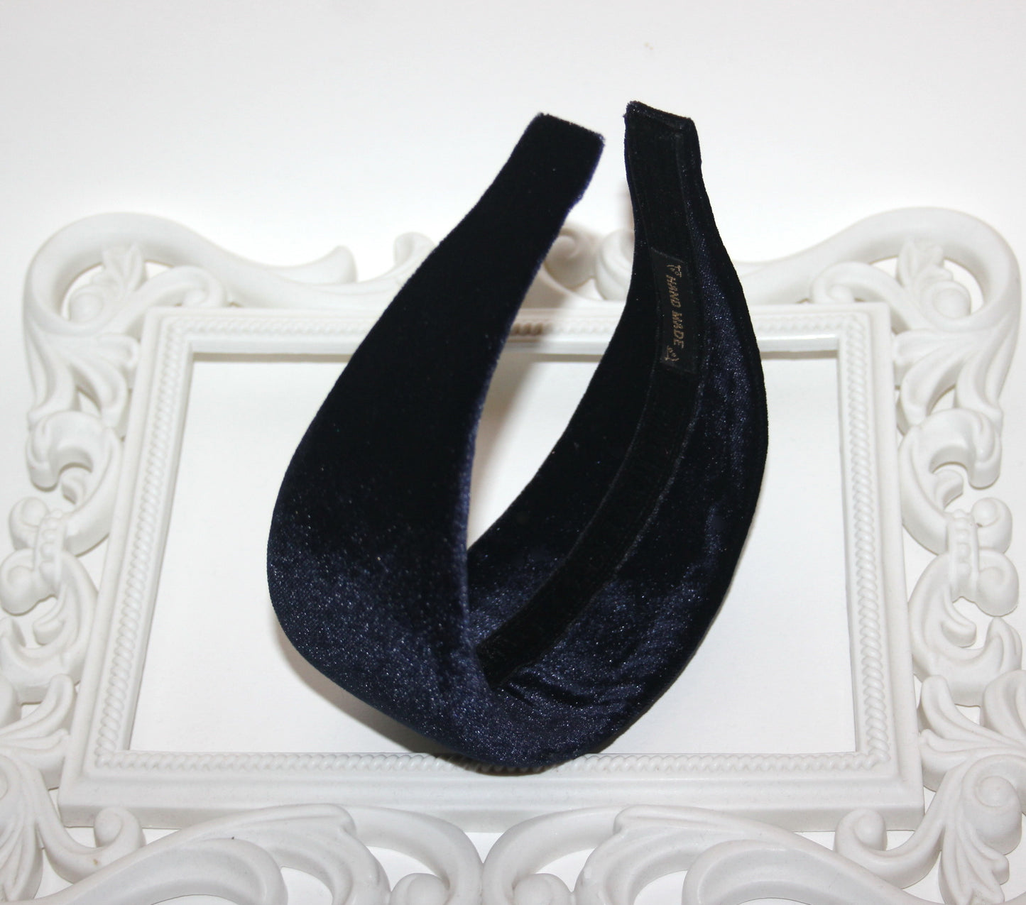 Dark Blue padded headband for women, velvet wide hairband, plastic free