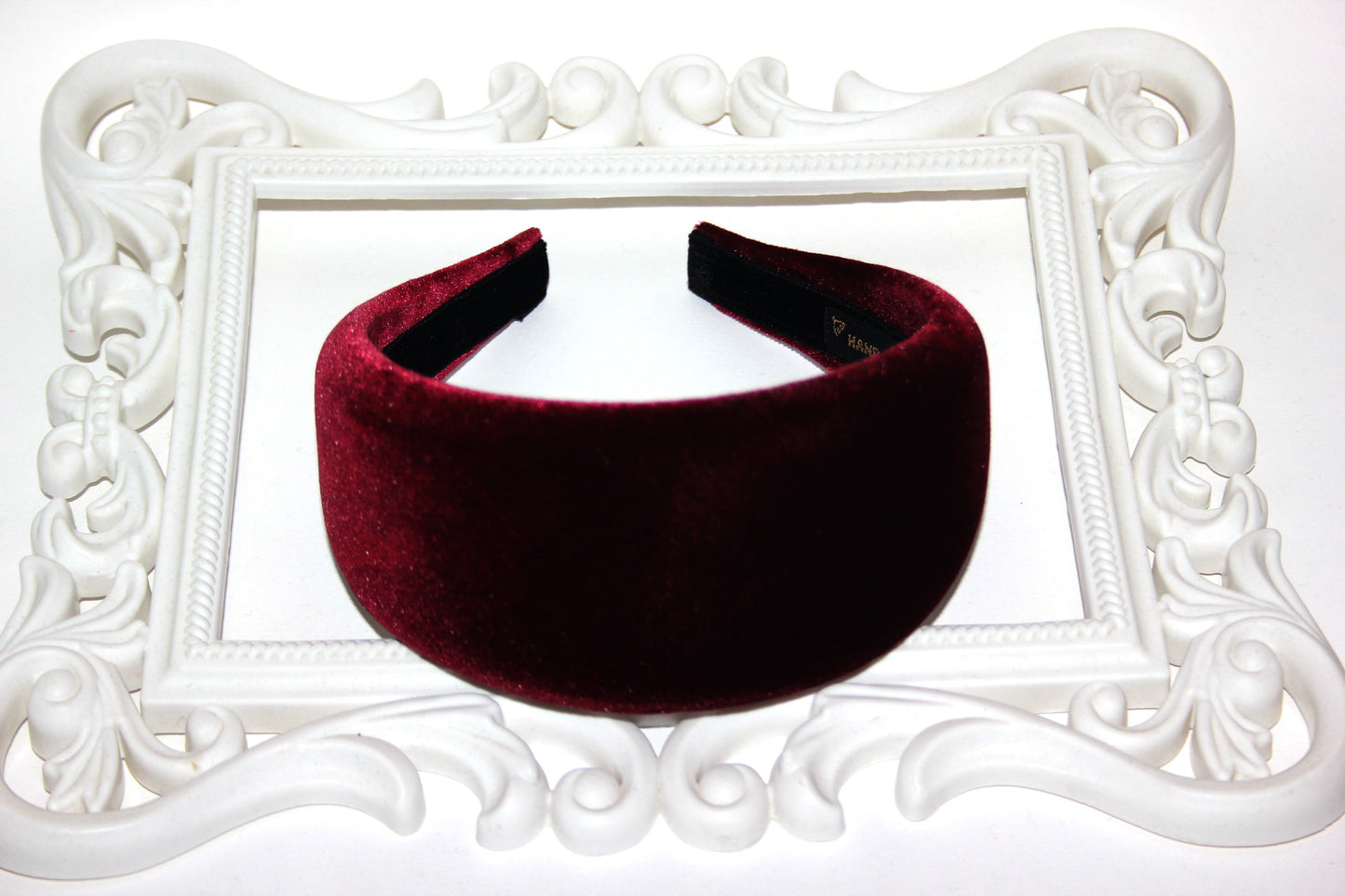 Burgundy velvet padded headband Alopecia head cover, plastic free